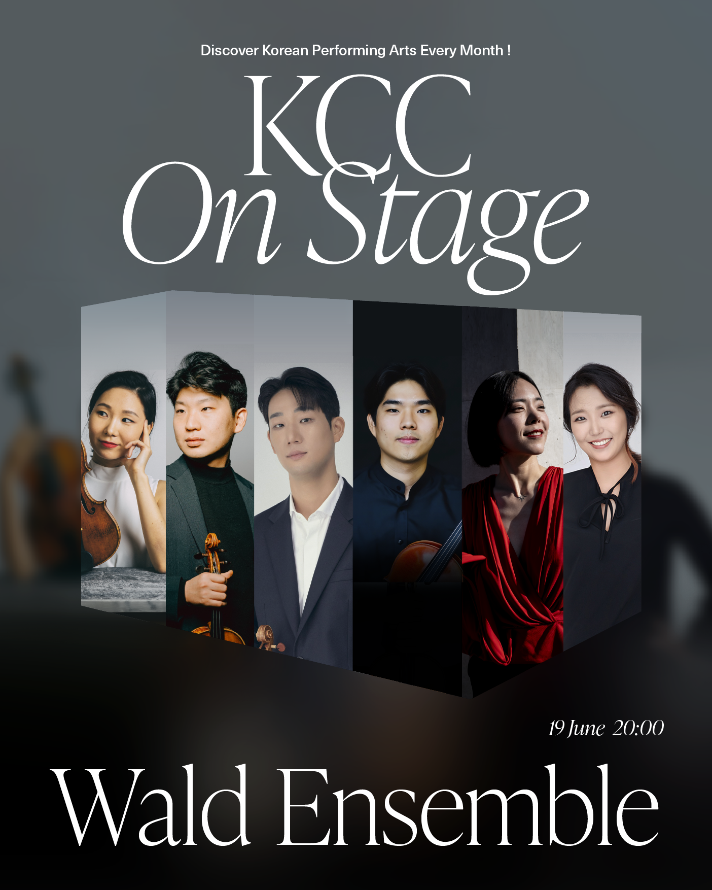 [KCC On Stage] Wald Ensemble  19.06.2025 (Thu) 20:00 @ Korean Cultural Center  ​  *Free entrance / Reservation required    Reservations will be open at May 27th, 2:00 PM via the link  ​  ​  KCC On Stage 2025: Discover 10 Korean Performing Arts at the KCC!  ​  In German, “Wald” means “forest”. Just as various trees come together to form a lush forest, the Wald Ensemble brings together musicians actively performing in European orchestras to present classical music with both depth and a contemporary touch.  Founded in 2015, the Wald Ensemble has continued to engage with audiences on stages at home and abroad. Notably, in 2021, they made a successful European debut with a concert celebrating the 120th anniversary of diplomatic relations between Korea and Belgium.  Experience the moving performances of the Wald Ensemble at the Korean Cultural Center, where they continue to create music that resonates and connects—anytime, anywhere.  ​  Violin  Yeorae Kim (2nd concertmaster of the Deutsche Staatsphilharmonie Rheinland-Pfalz)  Dongchan Shin (Member of the 1st violins of the Bamberger Symphoniker)  ​  Viola  Sejune Kim (1st solo violist of the NDR Radiophilharmonie)  Taeksun Hwang (incoming Deputy Solo Viola of the Bielefelder Philharmoniker)  ​  Cello  Jeehye Bae (Deputy Solo Cello of the Gürzenich-Orchester Köln)  Yura Park (Member of the Brandenburgischen Staatsorchesters Frankfurt)  ​  [Programme]  - P. Tchaikovsky, Souvenir de Florence, Op.70  - A. Schönberg, Verklärte Nacht, Op.4  ​